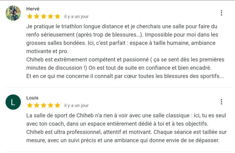 Avis studio coaching privé CSM à Saint-Cloud renforcement triathlon